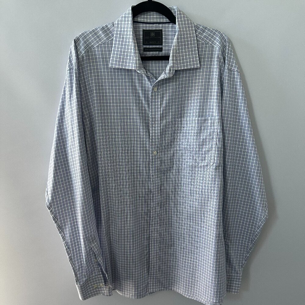 Marks & Spencer Blue, Purple & White Checked Men's Dress Shirt  100% Cotton